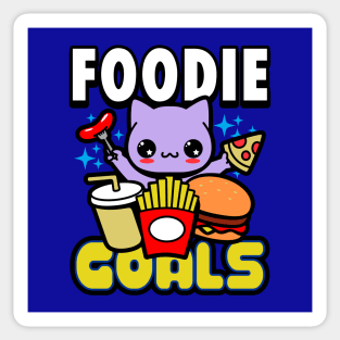 Foodie Goals Cute Junk Food Loving Cat Eating Meme Sticker